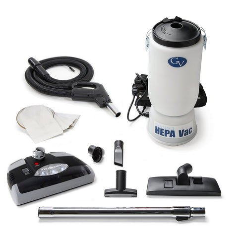 New GV 6 quart HEPA backpack back pack vacuum with power nozzle head professional tool kit Commercial Restaurant Industrial