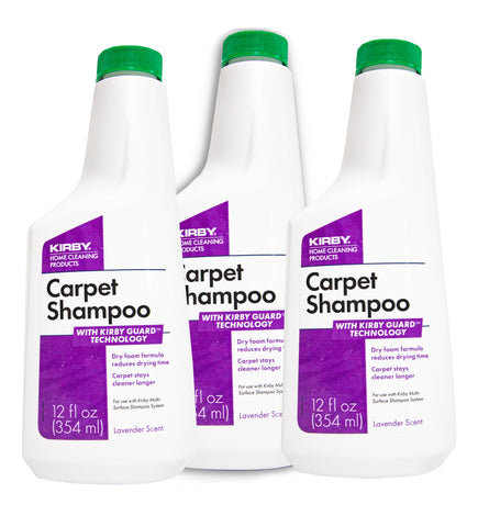 3 pack of 12oz bottle of Kirby Dry-Foam shampoo