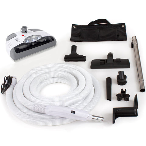 Universal Fit Electric Whole-Home Central Vacuum Hose system with Power Head.
